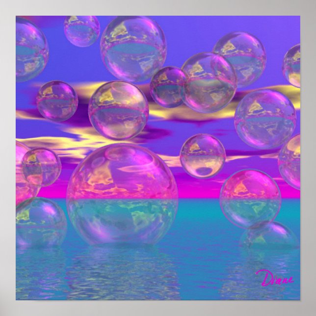 Póster Mañana tropical - Paraíso magenta y turquesa (Frente)