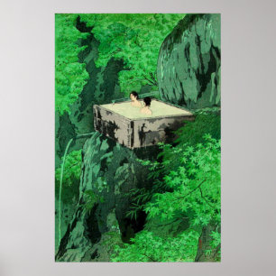 Póster Manantial de agua caliente Shirahone Shinshu Kasam