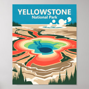 Póster Manantial Grand Prismático de Yellowstone Vintage