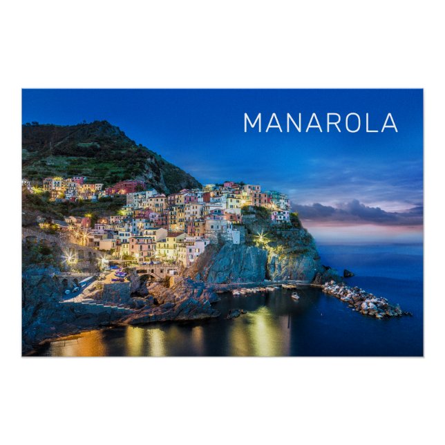 Póster Manarola Cinque Terre La Spezia Italia Panorama (Anverso)