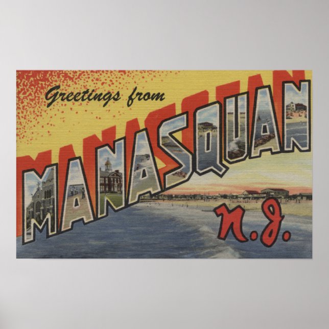 Póster Manasquán, Nueva Jersey - Escenas de letras grande (Frente)