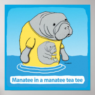 Póster Manatee gracioso en un té