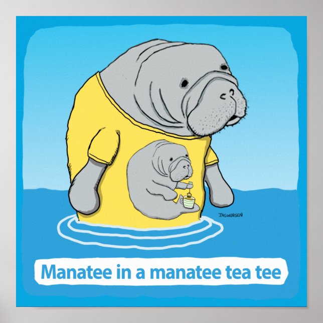 Póster Manatee gracioso en un té (Frente)