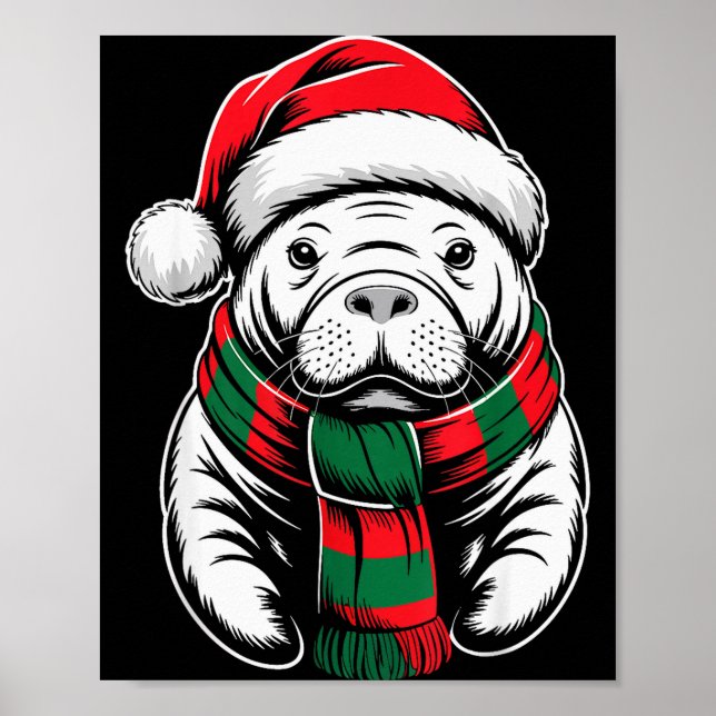 Póster Manatee Xmas Santa Hat F Christmas Costume  (Frente)