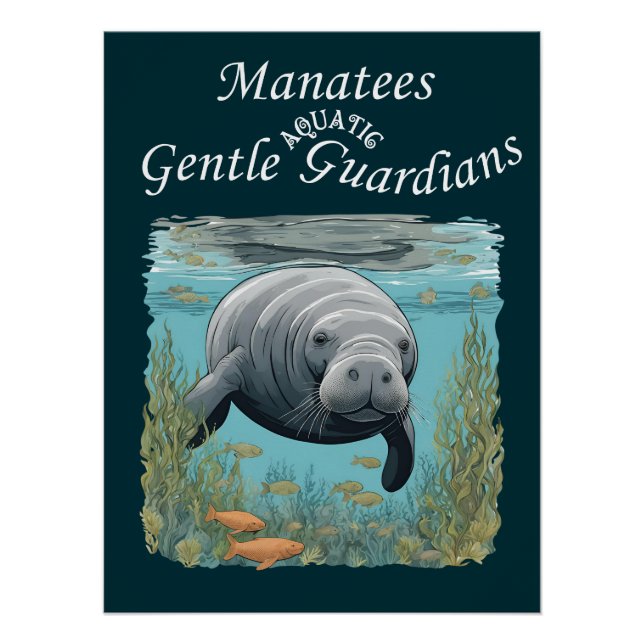 Póster Manatees Gentles Aquatic Guardians (Anverso)