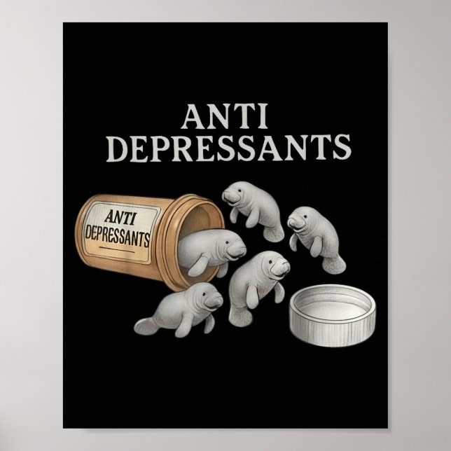 Póster Manatíes antidepresivos (Frente)