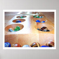 Mancala Board and Pieces Poster
