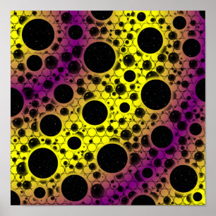 Póster Mancha de Burbuja Espacial - Amarillo/Púrpura