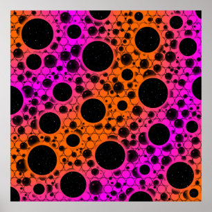 Póster Mancha de Burbuja Espacial - Naranja/Rosa