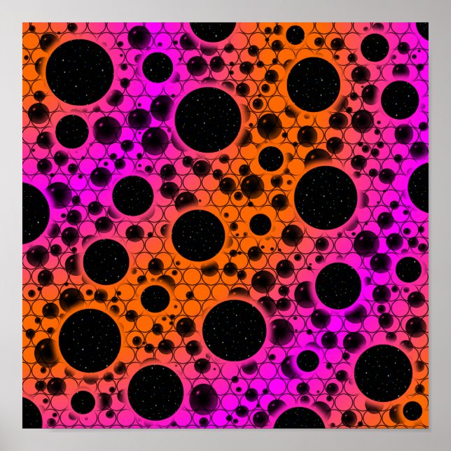 Póster Mancha de Burbuja Espacial - Naranja/Rosa (Frente)