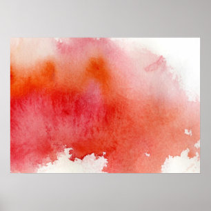 Póster Mancha roja, acuarela abstracta pintada a mano