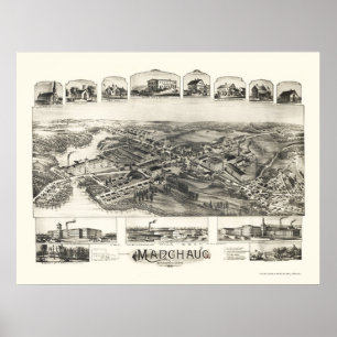 Póster Manchaug, MAMÁES Mapa Panorámico - 1891