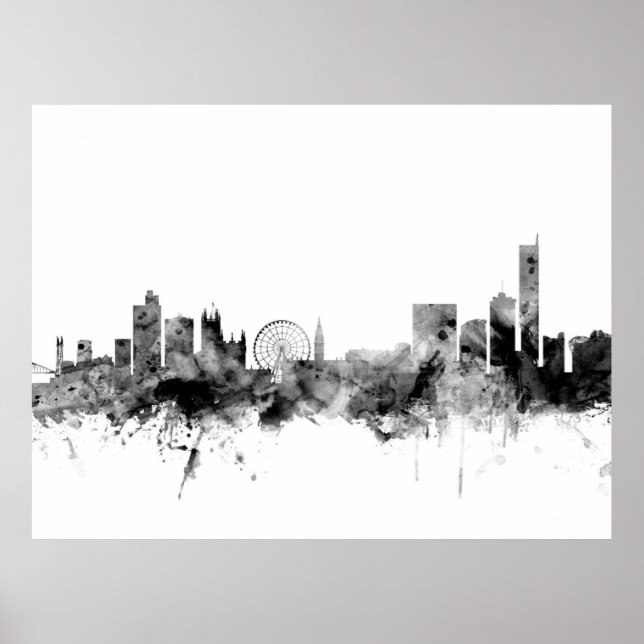 Póster Manchester England Skyline (Frente)