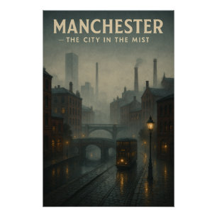 Póster Mánchester, Inglaterra – La Ciudad en la Niebla