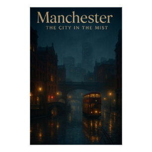 Póster Mánchester – La Ciudad en la Niebla escena nocturn
