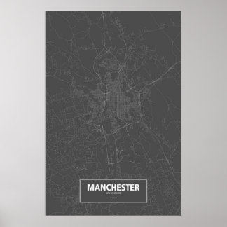 Póster Manchester, New Hampshire (blanco sobre negro)