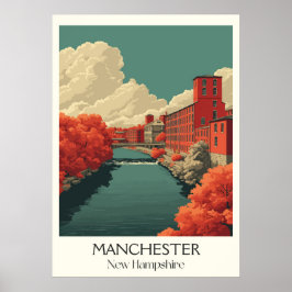 Póster Manchester New Hampshire Mill City