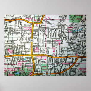 Póster MANCHESTER, Poster de mapas de cosecha de CT