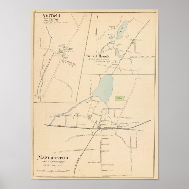 Póster Manchester, Suffield, Broad Brook (Frente)