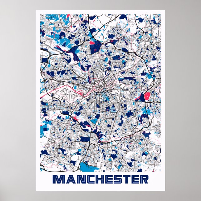 Póster Manchester - United Kingdom MilkTea City Map (Frente)