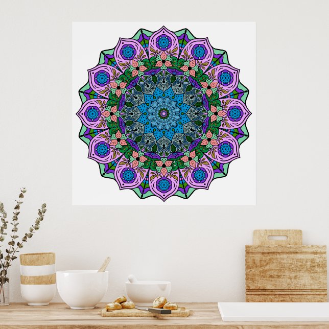 Póster Mandala 12-2 TealRose - Poster (Cocina)