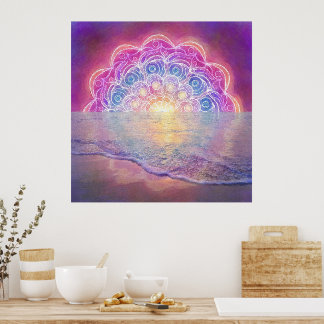 Póster Mandala 12 Sun In Ocean pink - Poster