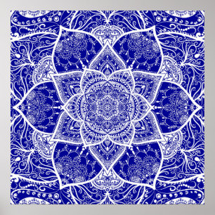Póster Mandala azul y blanca - Loergans en Sapphire