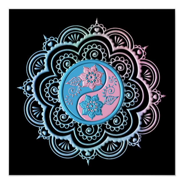 Póster Mandalá Azul y Rosa (Anverso)