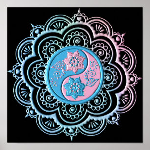 Póster Mandalá Azul y Rosa