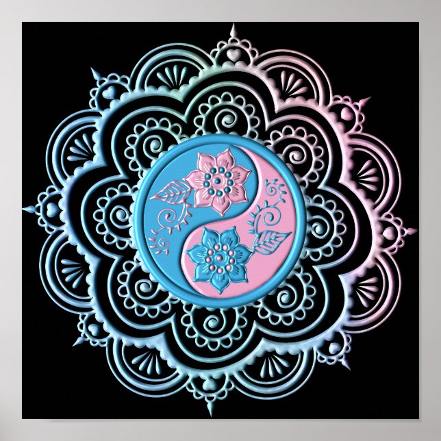 Póster Mandalá Azul y Rosa (Frente)