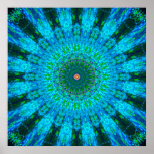 Mandala azul y verde muy detallada