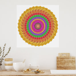 Póster Mandala Ball naranja amarillo verde - Poster