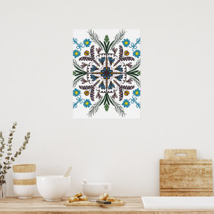 Póster Mandalá Bohemio Floral Colorido Planta
