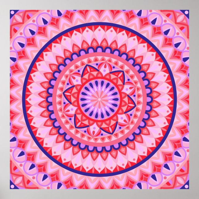 Póster Mandalá Boho Rosa Vibrante Amor Energético Espirit (Frente)