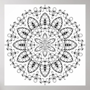 Póster Mandala Botanical Burst con diseño de anillo de pé