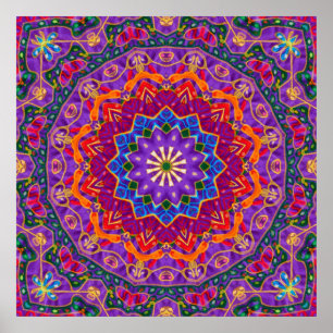 Póster Mandala brillante de la India