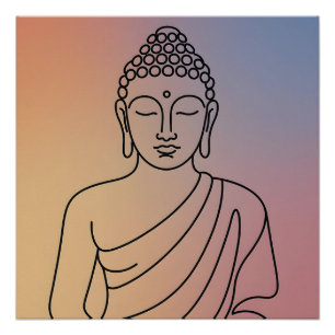 Póster Mandala Buda: Arte de Línea Serena Espíritu Zen