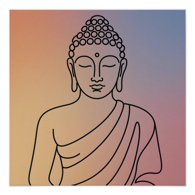 Póster Mandala Buddha : Serene Line Art Zen Spirit (Anverso)