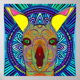 Póster Mandala canguro colorida única interesante