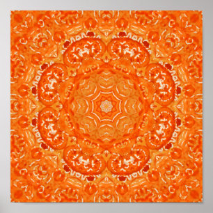 Póster Mandala, color de agua del Naranja atómico