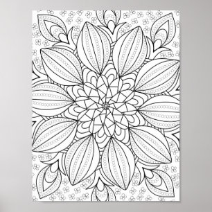 Póster Mandala Coloración de Doodle para adultos este col