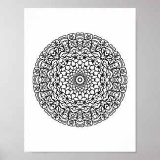 Póster Mandala Coloración de Doodle para adultos este col