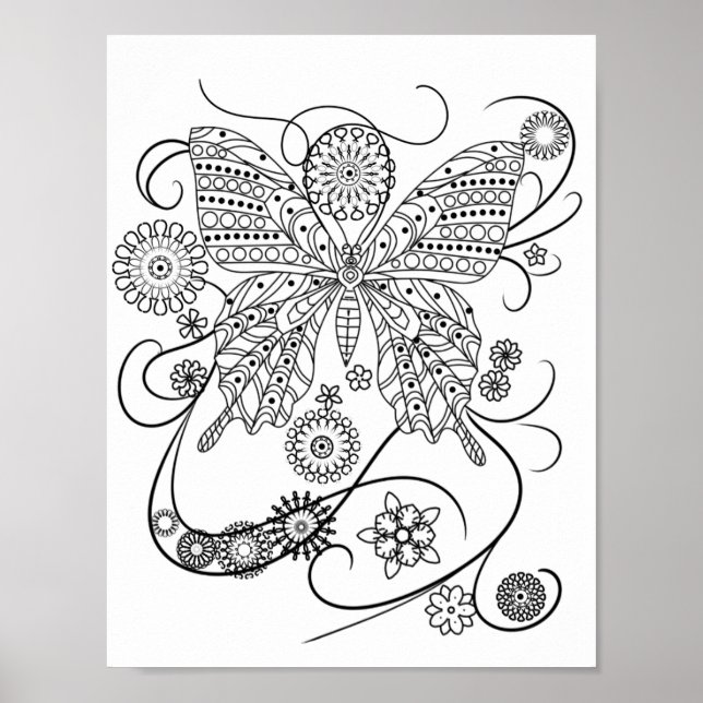 Póster Mandala Coloración de Doodle para adultos este col (Frente)