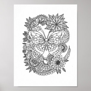 Póster Mandala Coloración de Doodle para adultos este col