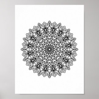 Póster Mandala Coloración de Doodle para adultos este col