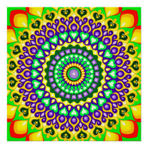 Póster Mandala colorida