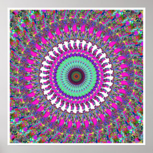 Póster Mandala colorida de simetría