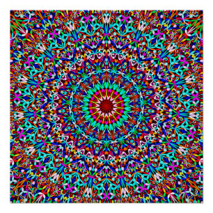 Póster Mandala colorida del jardín de la vida