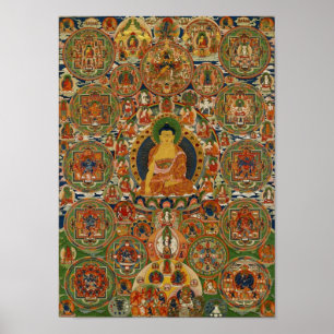 Póster Mandala completa pintada Bhutanese