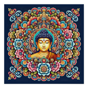Póster Mándala con buda